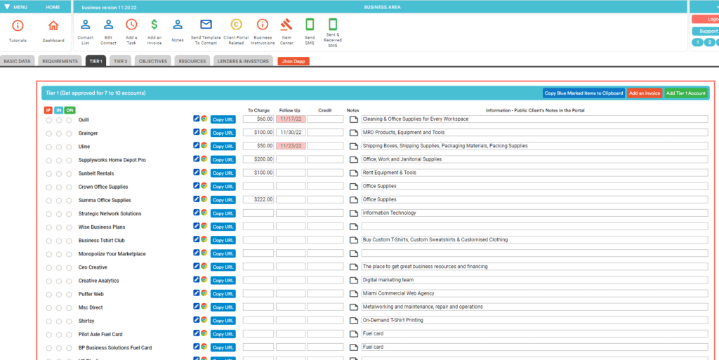 Request for Vendors Credit - Business Credit Builder Software